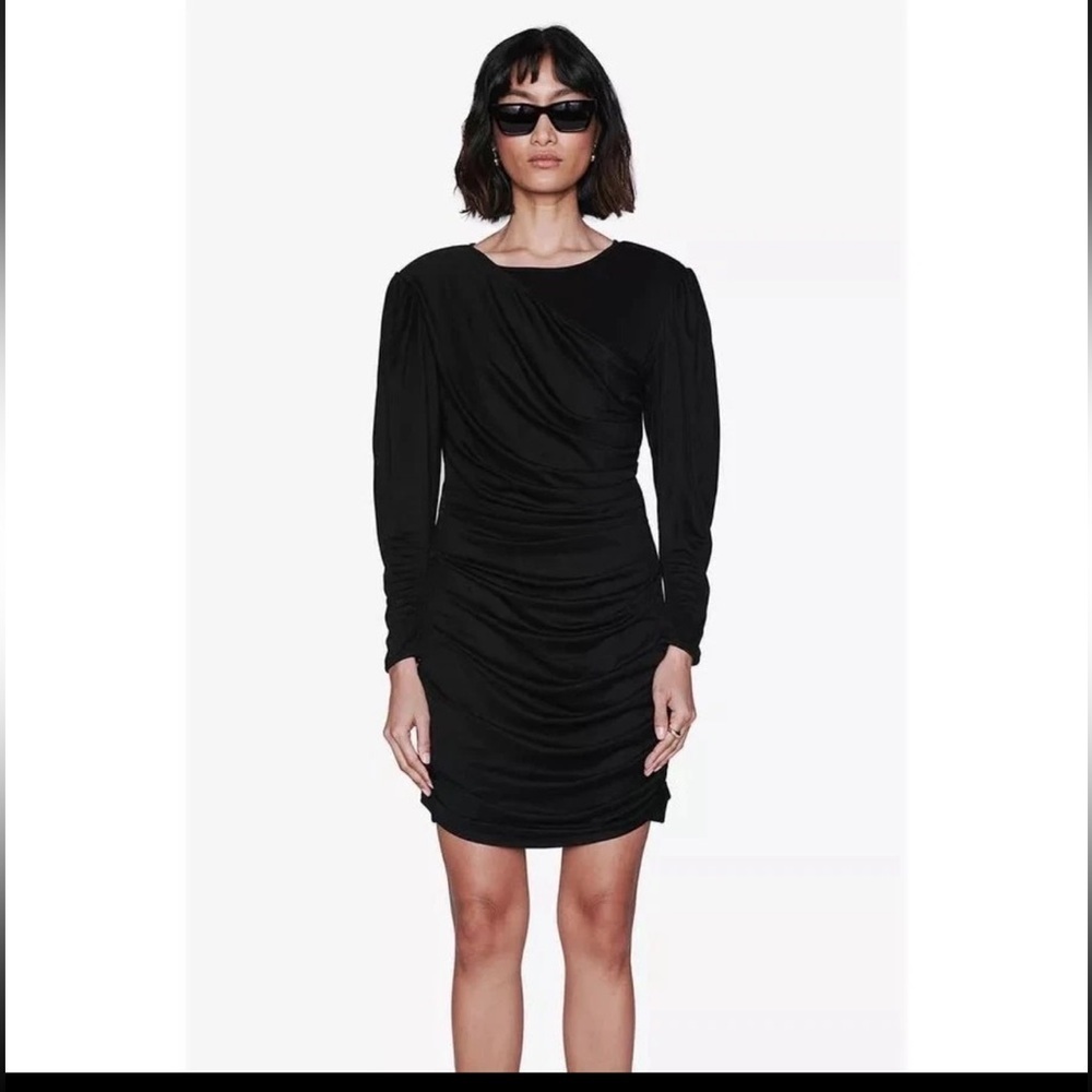 NWT ANINE BING NEW Alaia Ruched Black Mini Cocktail Dress